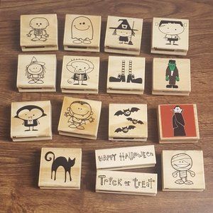 Craftsmart Halloween Rubber Stamps Assorted Set of 16 Unused